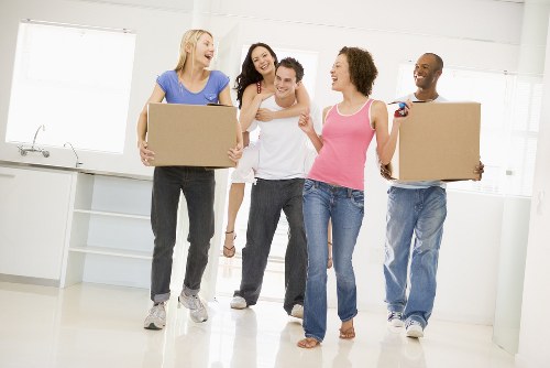 Removal team preparing flat moving equipment in Mayfair
