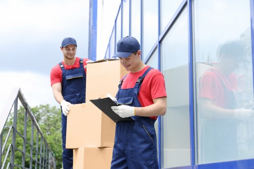 Mobile self storage container delivery in a Mayfair residential street