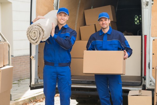 Charity donation items prepared for reuse from storage